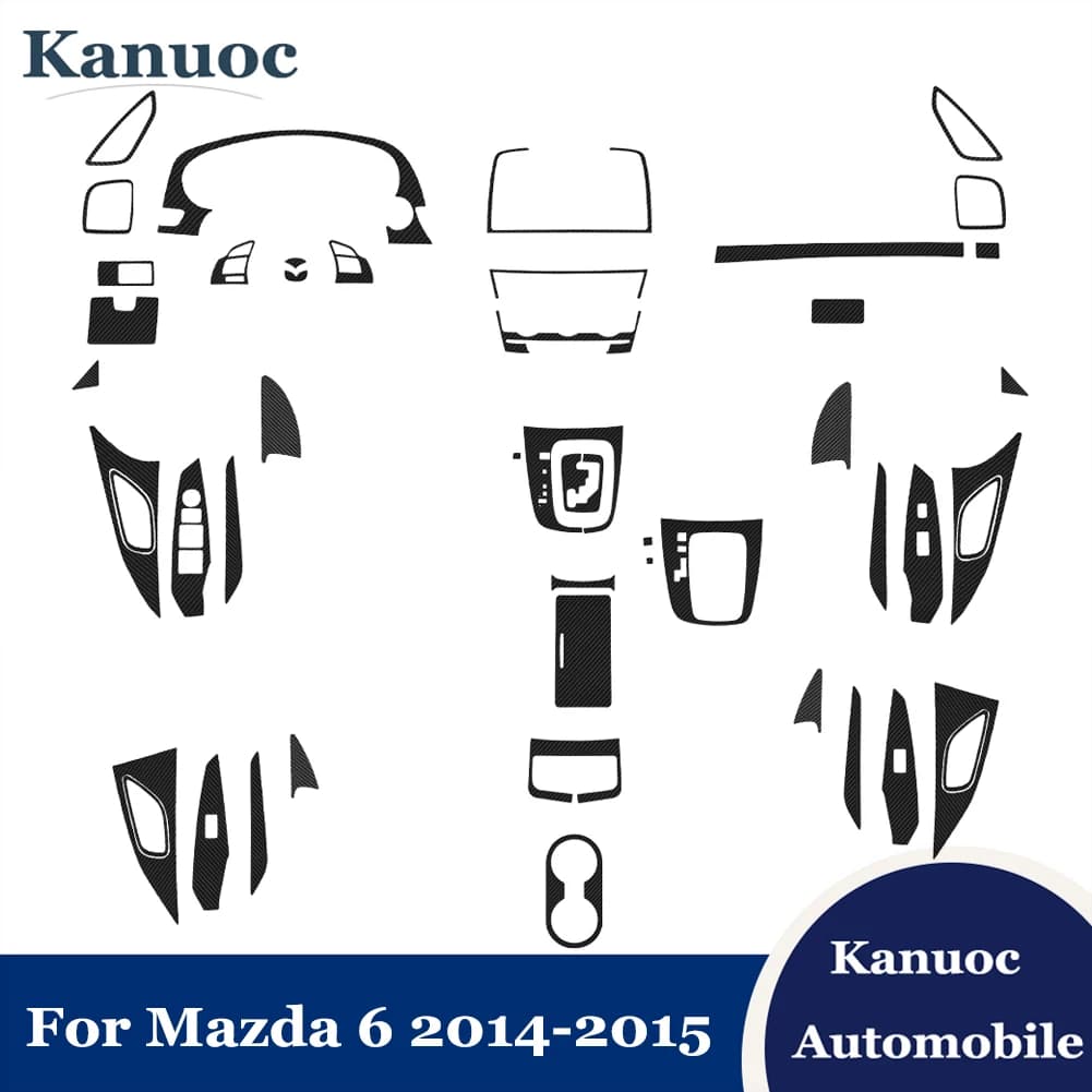 For Mazda 6 2014 2015 Carbon Fiber Black Stickers Car Interior Cover Trim Center Gear Shift Panel Decorative Accessories