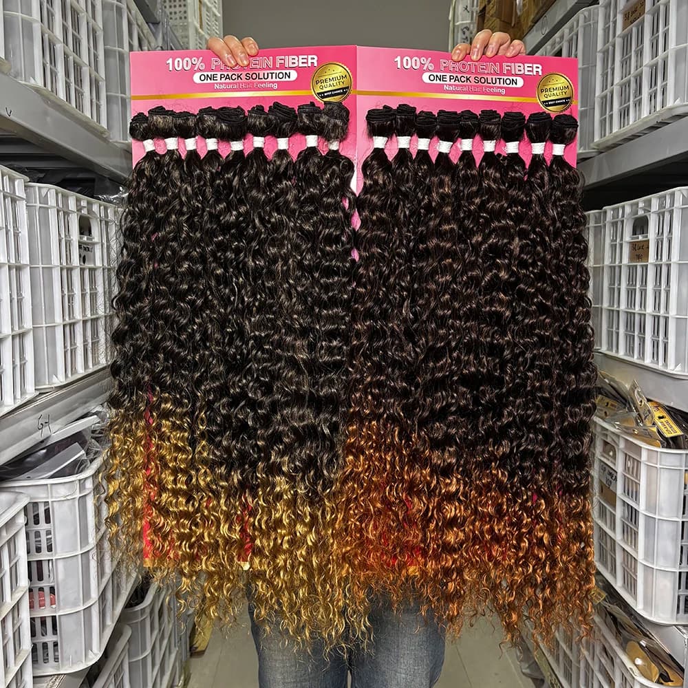 9X Jerry Curl Heat Resistant Protein Synthetic Fiber Hair Weaving Bundles for Hair Extensions