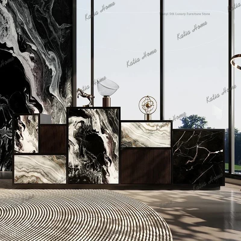 LSItalian Villa Living Room Cabinet Nordic Style Designer Dining Room Storage Locker Premium Home Furniture Armoires De Salon FY