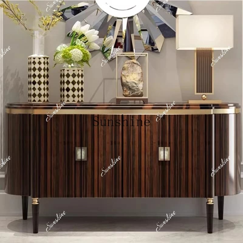 Neoclassical light luxury foyer entrance cabinet solid wood postmodern decorative cabinet  FT