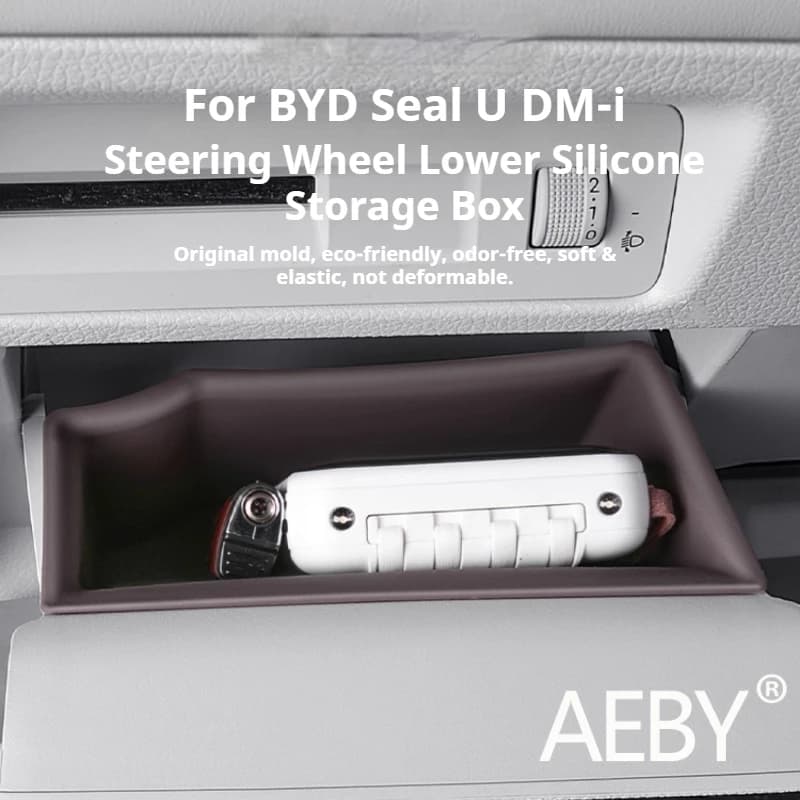 AEBY For BYD Seal U DM-i 2020-2025 Soft Silicone Under Steering Wheel Organizer, Anti-Slip Storage Box Car Styling Accessories