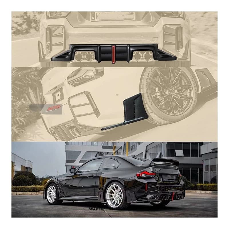 G87 M2 Rear Lip Corner Dry Carbon Fiber Bumper Exhaust Cut-Outs Bolt-On New 2020-2021 Universal Fitment 1 Year Warranty