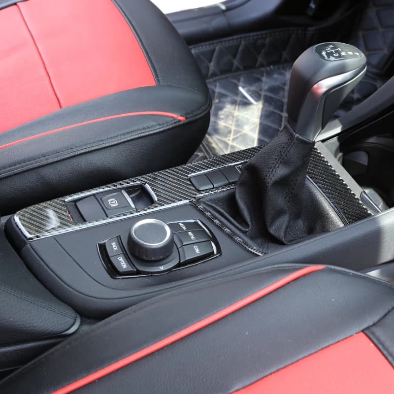 For 2016-22 BMW X1 F48 Soft Carbon Fiber Car Gear Shift Box Cover Trim Panel Frame Cover Trim Sticker Interior Accessories(LHD)