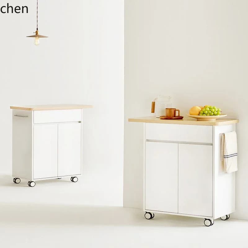 HYS Cabinet Freestanding Movable Storage Sideboard Island Cabinet