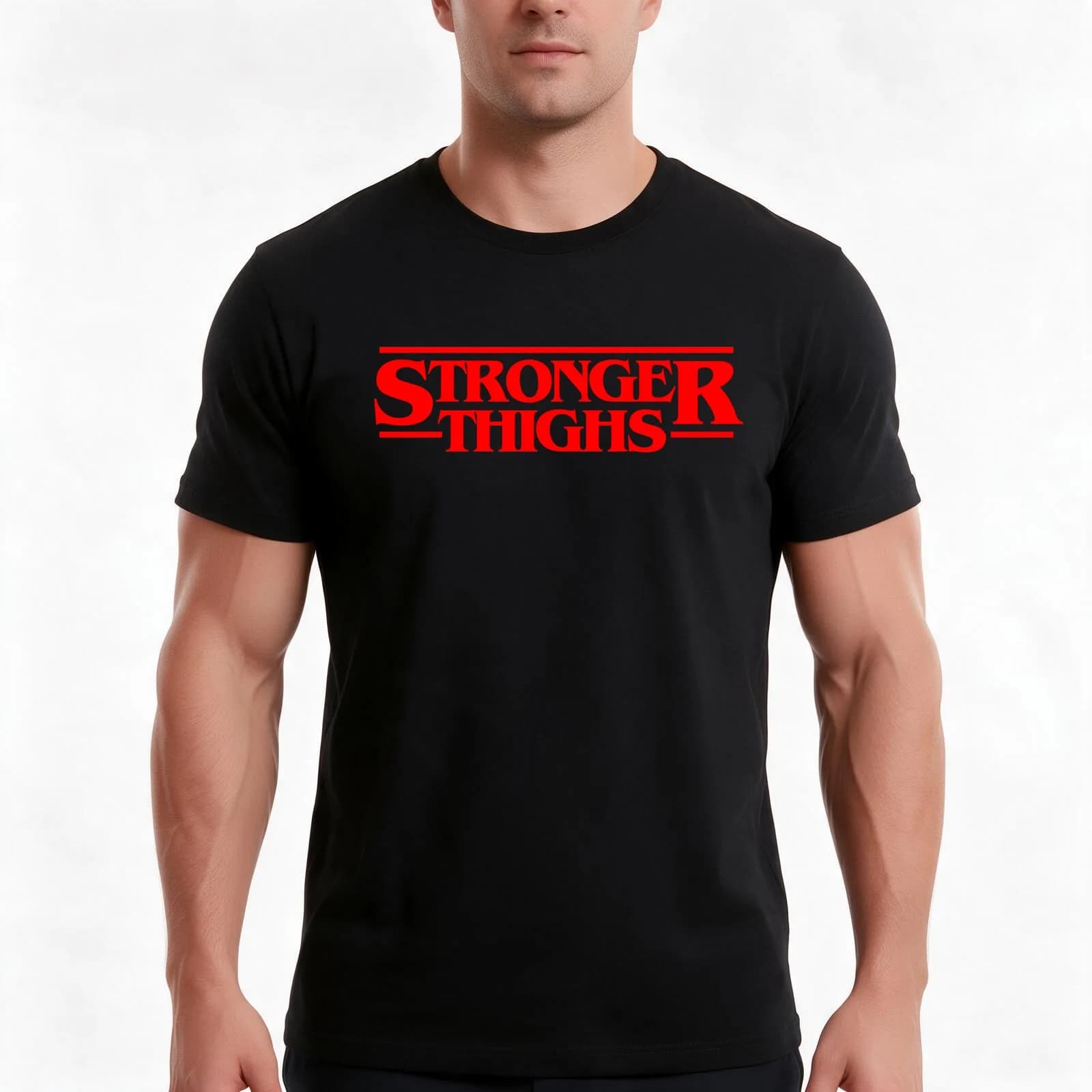 Stronger Thighs ! Exercise Fitness Runner T-Shirt, Summer Casual Cotton Tee, Oversized Streetwear Tops, Vintage Graphic Print
