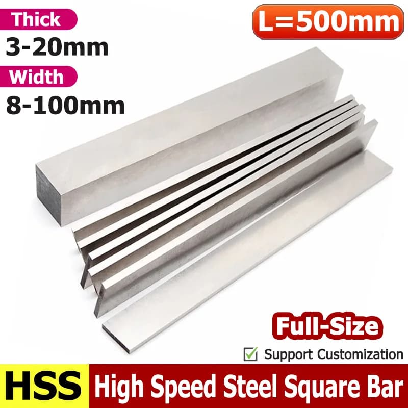 L=500mm High Speed Steel Turning Tools CNC Lathe Turning Tool HSS White Steel Square Cutting Bar Thick 2-16mm Width 12-100mm