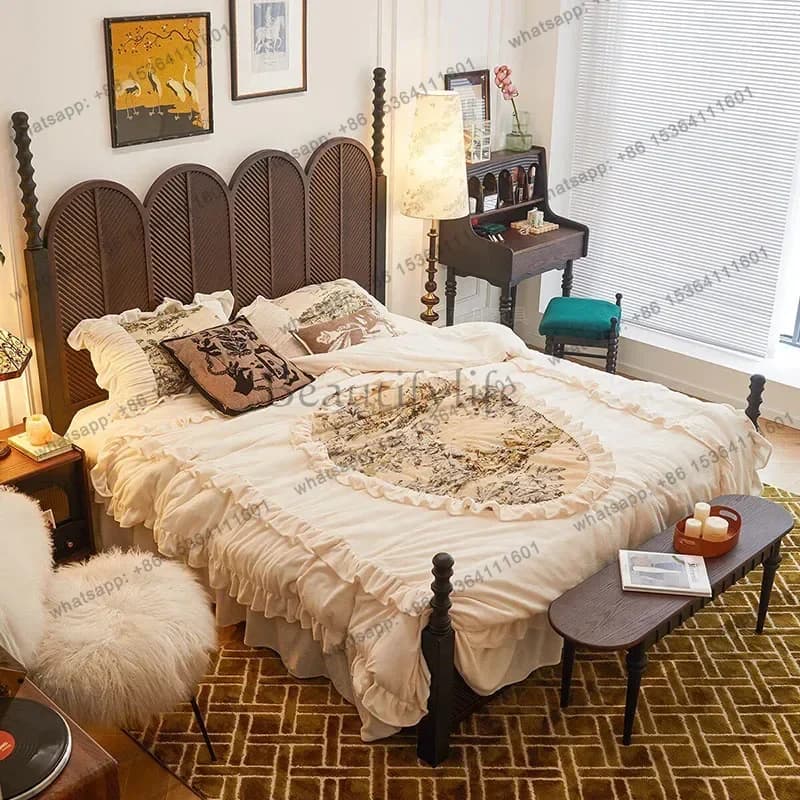 ld Mobile Princess Bed Sleeping Design Double Wooden Girls Bedroom   Luxury Bed Floor Letto Matrimoniale Hotel Furniture