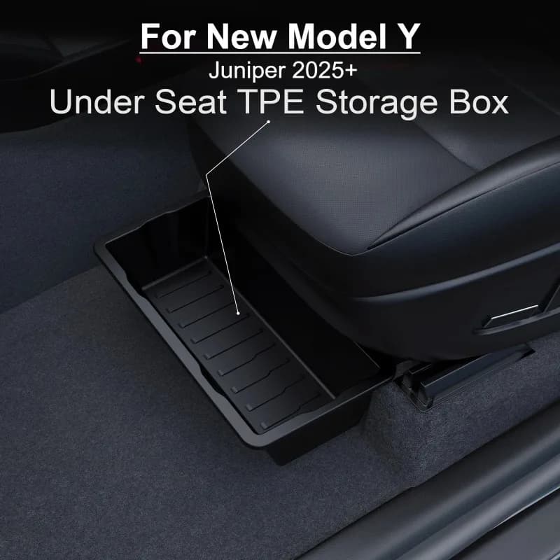 TPE Under Seat Storage Box Organizer Bin Trash Tray For Tesla Model Y Juniper 2025 Front Backseat Car Interior  Accessories