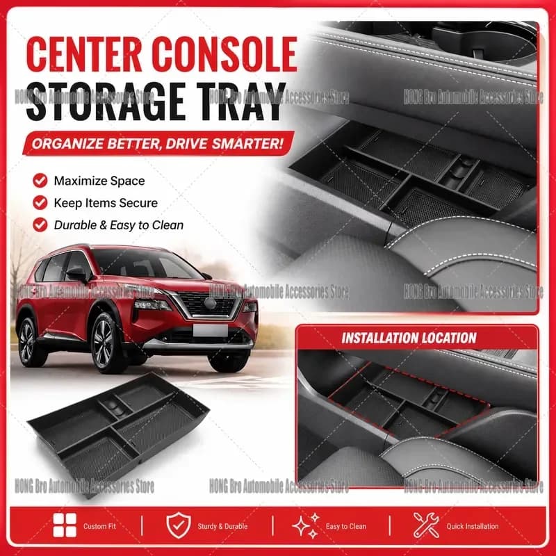For Nissan Rogue T33 X-Trail T33 2022 2023 2024 2025 Center Console Organizer Storage Box Armrest Tray Interior Accessories