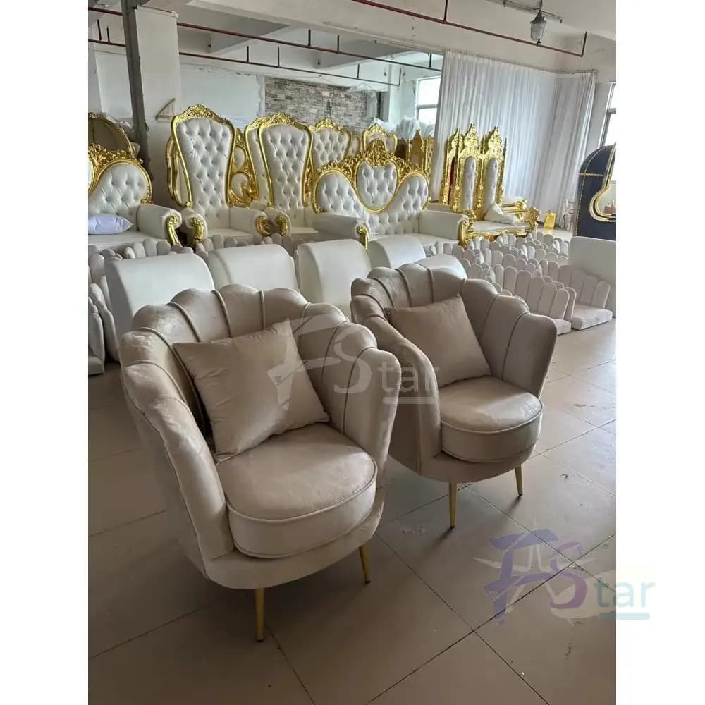 2pcs Modern New Design Luxury Wedding Chairs Throne Sofa Leather White Throne Sofa Chair