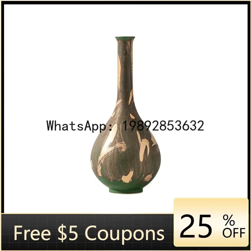 Ceramic Vase Vintage Porcelain Bottle Handmade Ceramic Jar Flower Vase Flower Arrangement Accessories Home Decoration