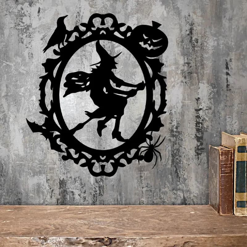 Halloween Decor Flying Witch, Haunted House, Female Skeletal Portrait Vinyl Wall Decals Halloween Gift Sticker Removable AC30