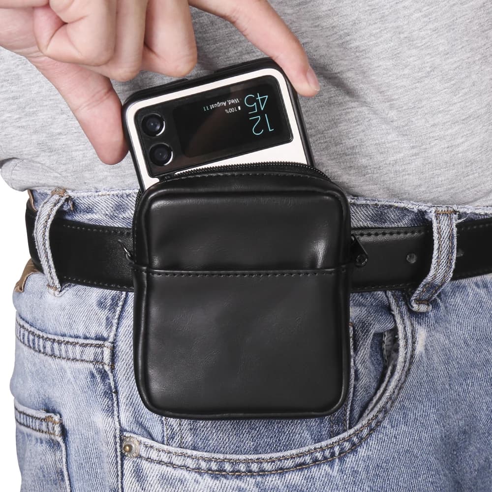 FULAIKATE Crazy Hores Phone Bag for Samsung Z Flip6 Universal Waist Pouch for Motorola Razr 50 Ultra Belt Case for ZFlip3 Pocket