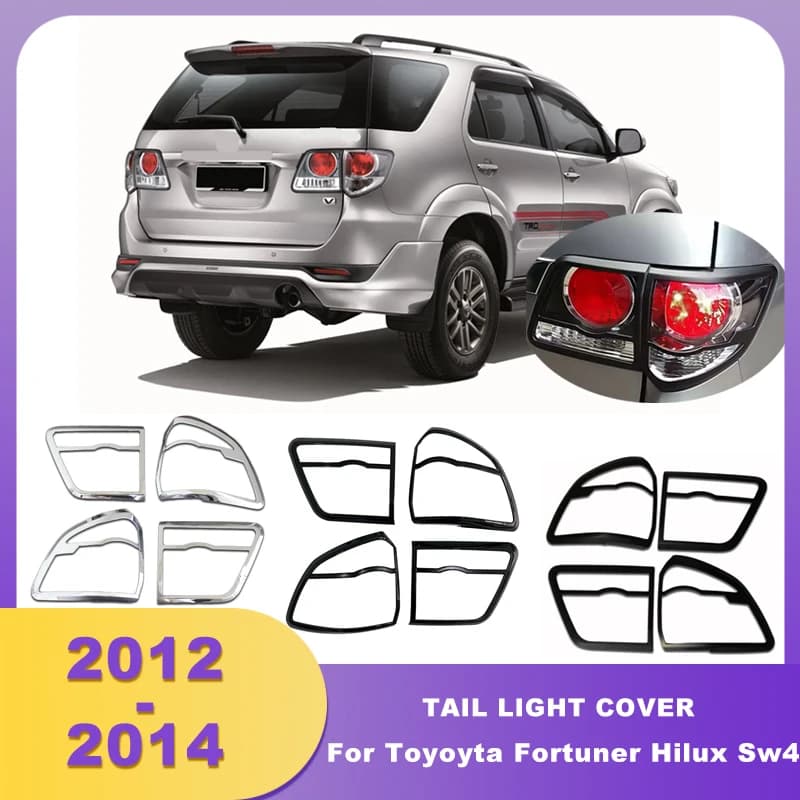 ABS Chrome Tail Light Cover For Toyoyta Fortuner Hilux Sw4 2012 2013 2014 Rear Bumper Tail Lamp Hoods