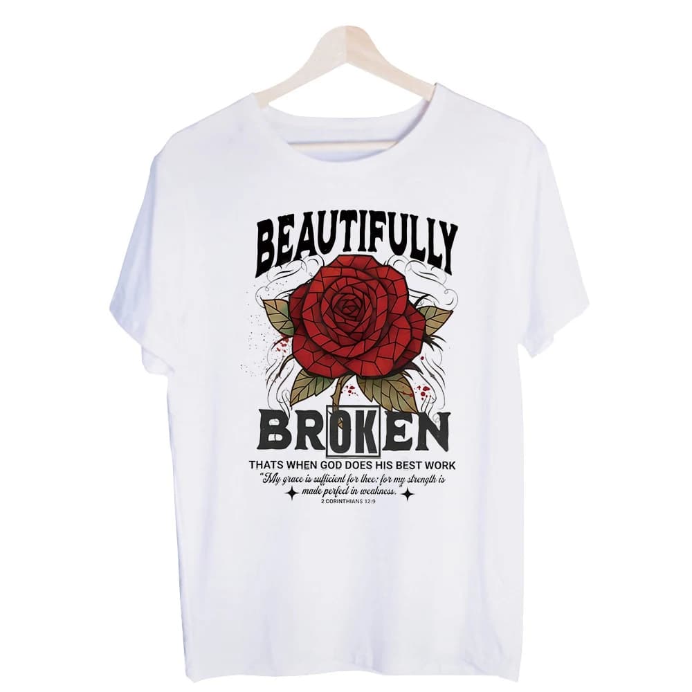 Men's Red Rose and Typography Print Graphic Tee, Casual Short Sleeve Crew Neck T-Shirt for Daily Wear