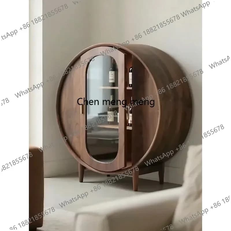 F150 North American black walnut glass minimalist solid wood display case living room storage decoration