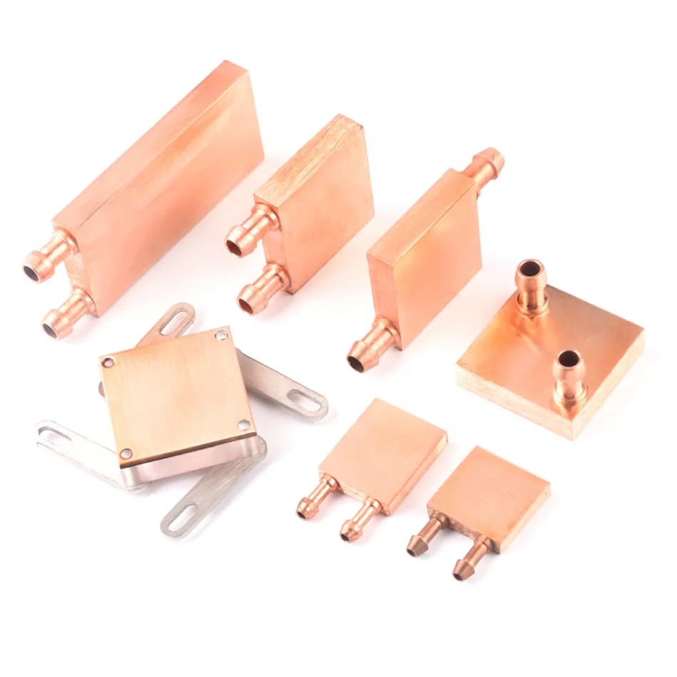 Red Copper Water-Cooled Cooling Fin 40x40 80mm Computer CPU Graphics Card Water-Cooled Plate Semiconductor Pure Copper Cooling
