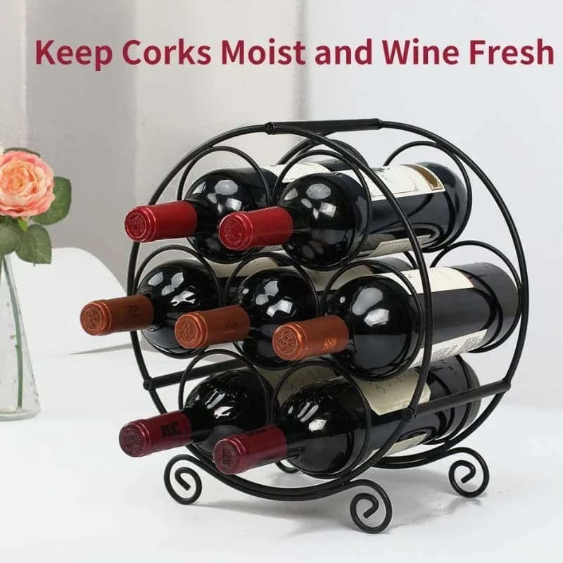 Round Metal Wine Rack - Detachable Iron Wine Holder, European Style Countertop Organizer for Home & Hotel Decor wine holder