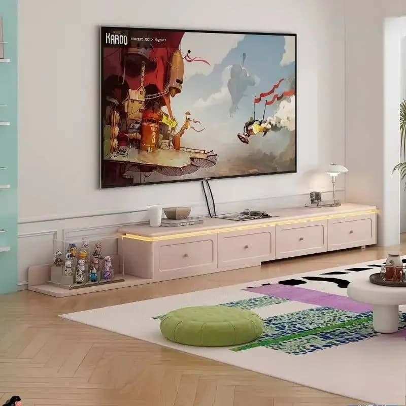 Classic Fashionable Walnut Tv Cabinet Spacious Rustic Polished Functional Tv Cabinet Meuble Television Living Room Furniture