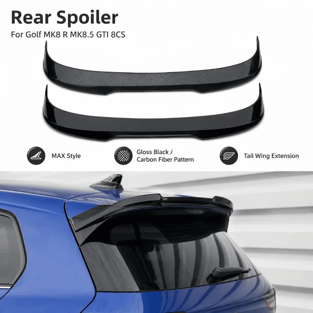 Rear Spoiler For Volkswagen Golf MK8 R MK8.5 GTI 8CS MAX Style Tail Wing Extension Rear Lip Exterior Styling Car Accessories Kit