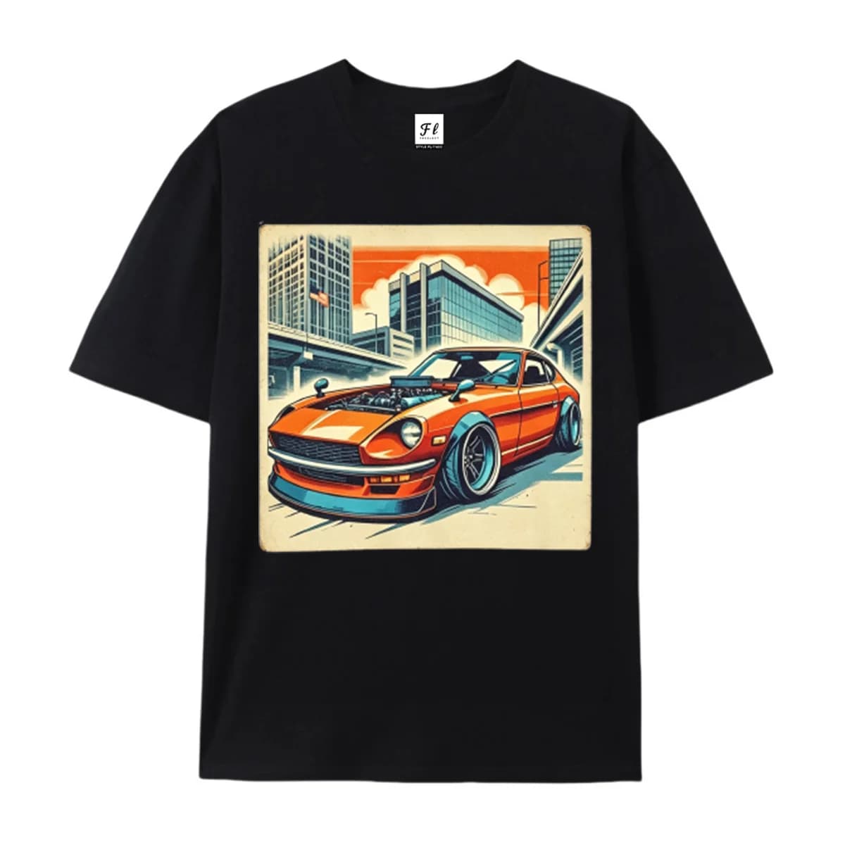 Unisex O Neck Short Sleeve T Shirt Retro Classic Sports Car City Street Graphic Tee Vintage Automobile Print Casual Daily Tops