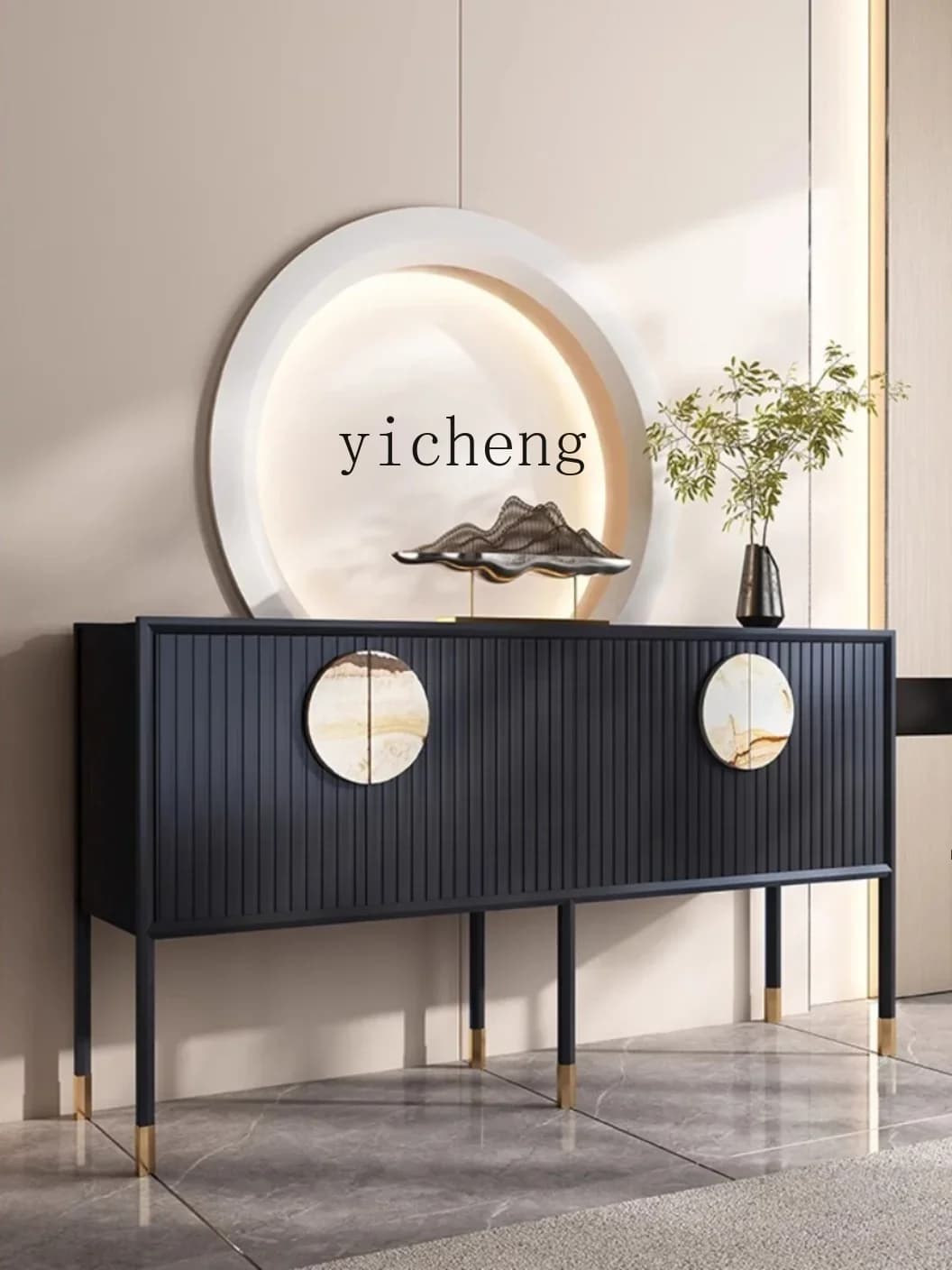 i10.9- New Chinese Style Entrance Cabinet Entrance Foyer Sideboard Cabinet Aisle Corridor Living Room Storage Organizer Cabinet