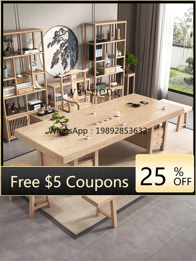 Solid Wood Tea Table and Chair Set, One Table, Home Use, New Chinese Style Tea Table, Zen Tea Table