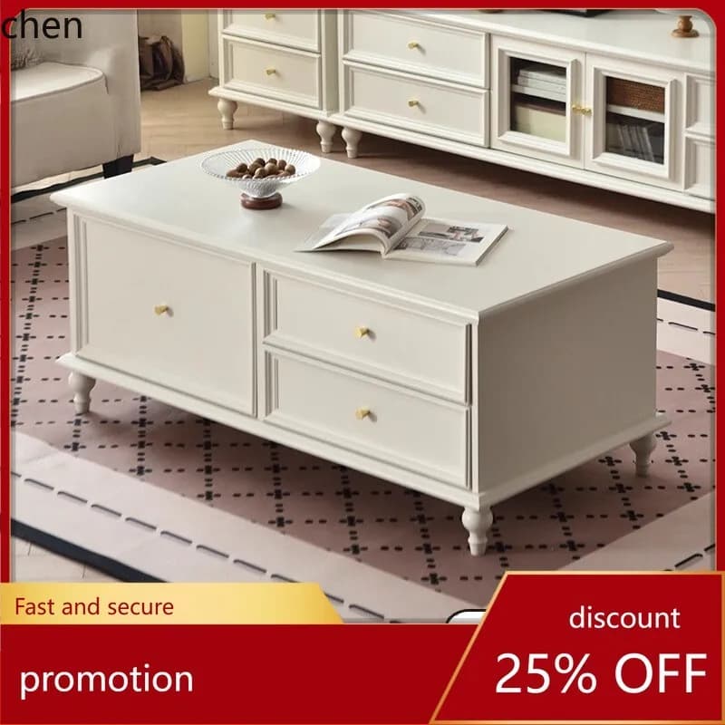 HT Solid Wood Coffee Table Retro Complete Furniture TV Cabinet Coffee Table Set Floor Cabinet