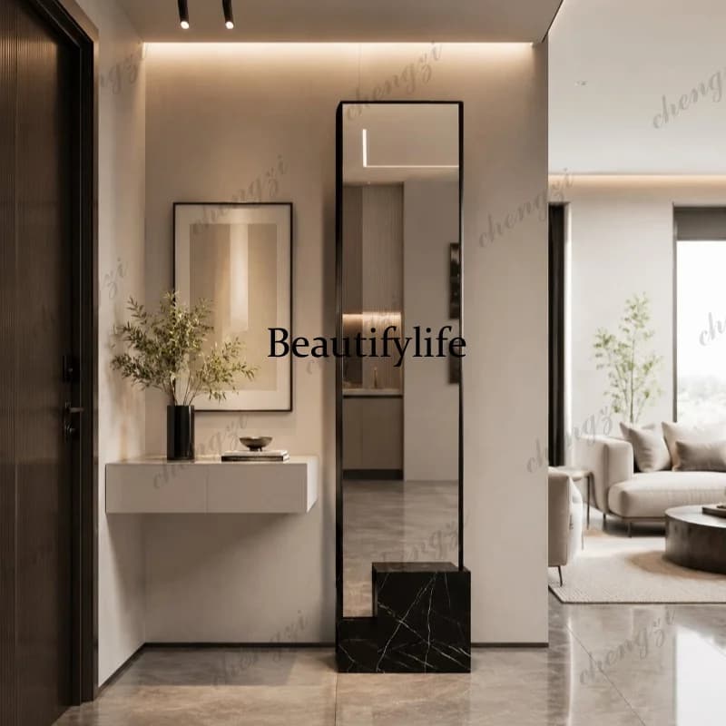 Cute Floor Decorative Mirrors Aesthetic Nordic Square Black Mirrors Full Body Living Room Espejos Decorativos Home Decorations