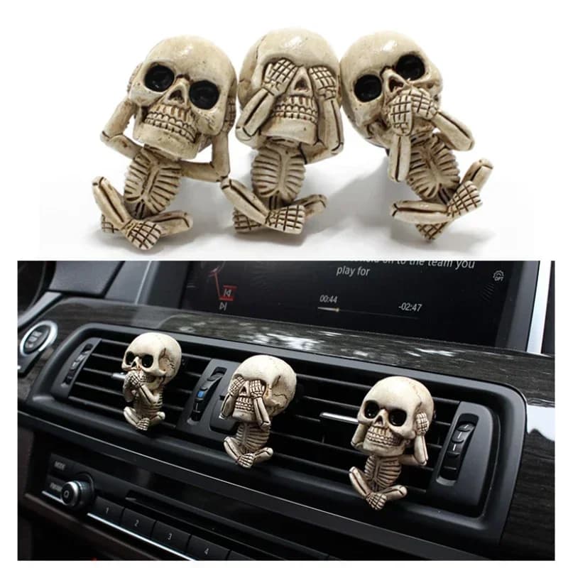 3Pcs Skull Car Interior Decoration Personalized Creative Car Accessories Lucky Accessories