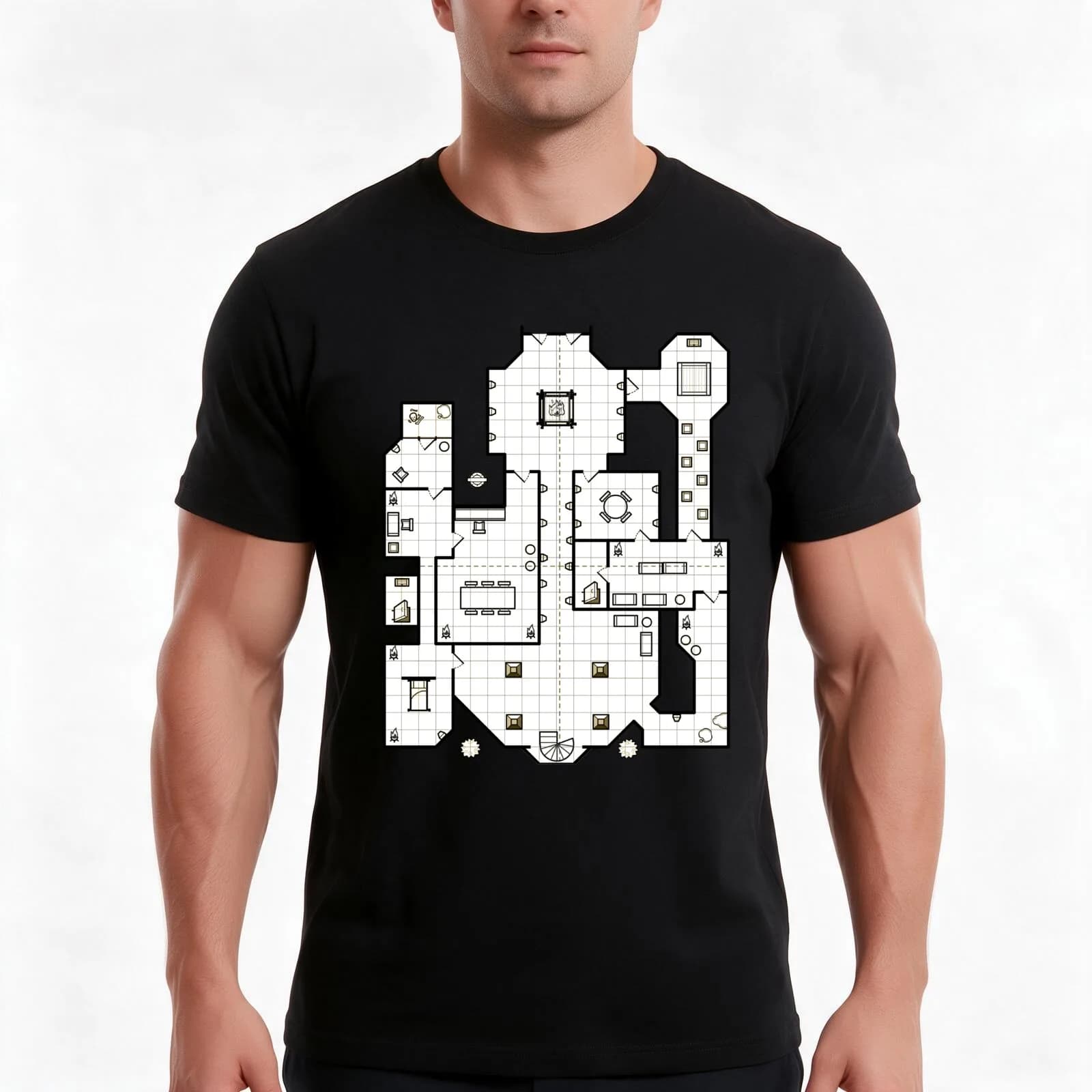 Dungeon 1 T-Shirt, Summer Casual Cotton Tee, Oversized Streetwear Tops, Vintage Graphic Print, Loose Fit Short Sleeve