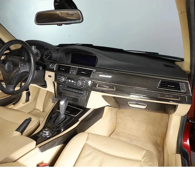 For BMW 3 Series E90 E92 2005-2012 Carbon Fiber Car Dashboard Console Gear Shift Door Handle Decoration Car Interior Accessories