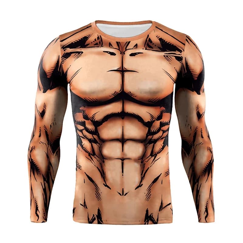 3D FASHION Long Sleeve Shirt Quick Drying Bodybuilding Workout Top Compression Running T-shirt Men Muscle Print Tee Clothing