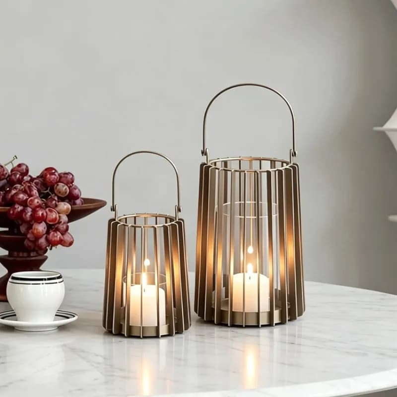 Modern simple gold vertical line creative line geometric candlestick model room living room entrance desktop decoration ornament