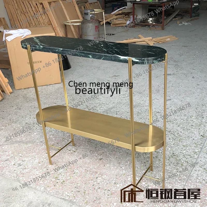 B178 Simple light luxury double-layer oval entrance table, end view table, long table stainless steel entrance table2936