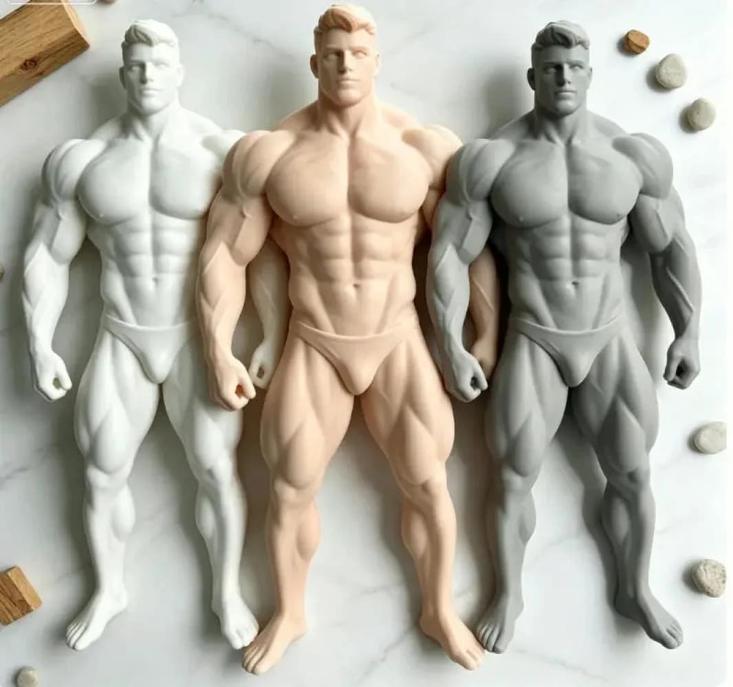 3D Printed Muscle Fitness Male Silicone Figurine, Body Sculpture Of Well-Developed Abdominal Muscles, Fitness Enthusiast Item