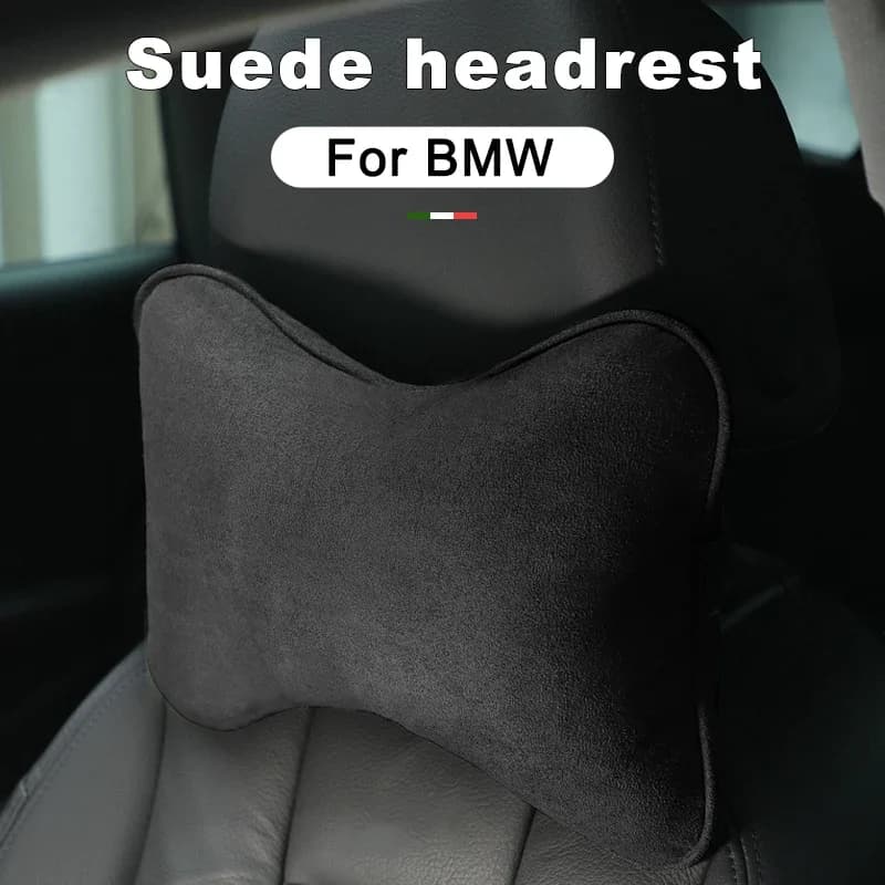 Suede Car Neck Pillow for BMW 3/7 Series X3 X5 E36 E39 E46 E60 E90 E92 F10 F20 F30 - Headrest Cushion for Auto Seats Accessory