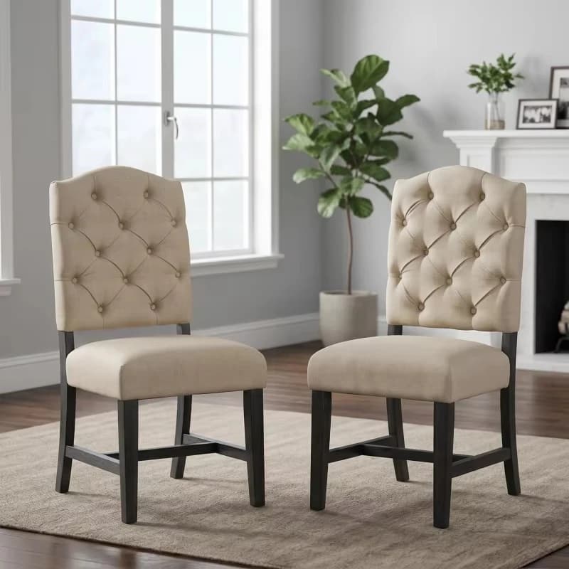 Retro style dining chair set with 2 upholstered chairs for dining and living rooms