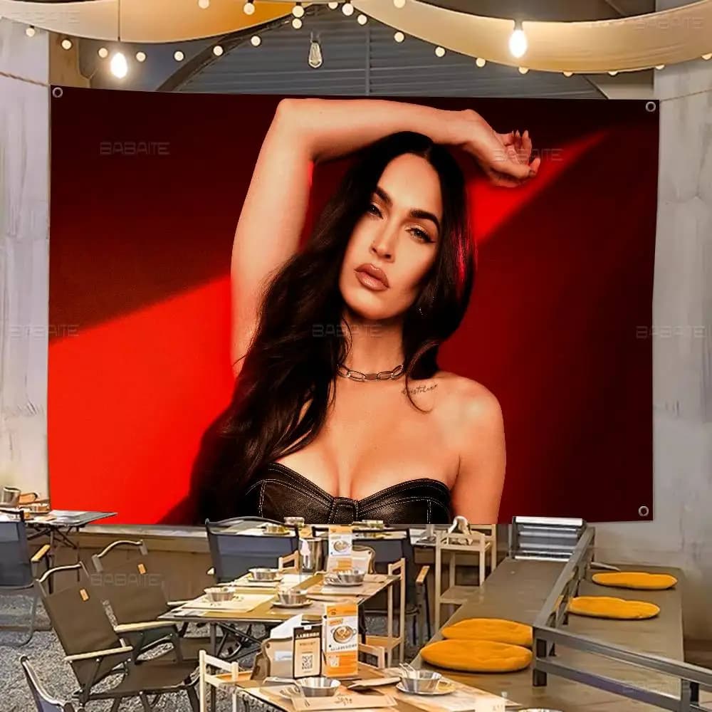 Actress M-Megan Fox Model Creative Pattern Hanging Flag Polyester Printed Banner Hand Pulled Flag