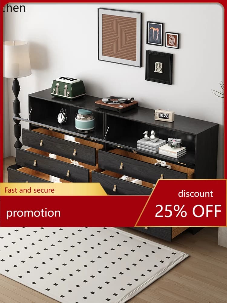 ZML Chest of Drawers Solid Wood TV Cabinet Side Storage White Ash Wood Living Room Wall-Mounted Sideboard