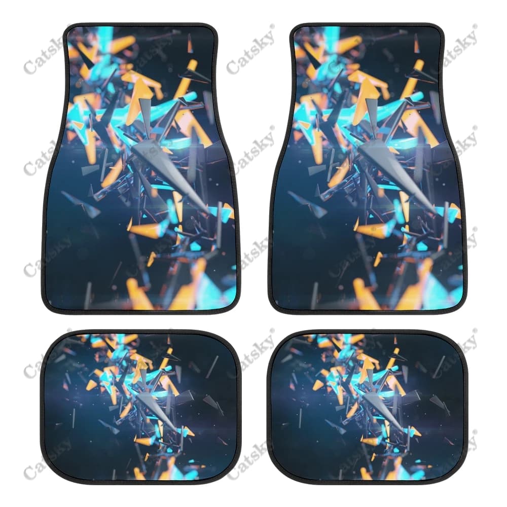 Striped polygonal irregular graphics Car floor mats universal stylish dirt-resistant and waterproof car carpets front and rear