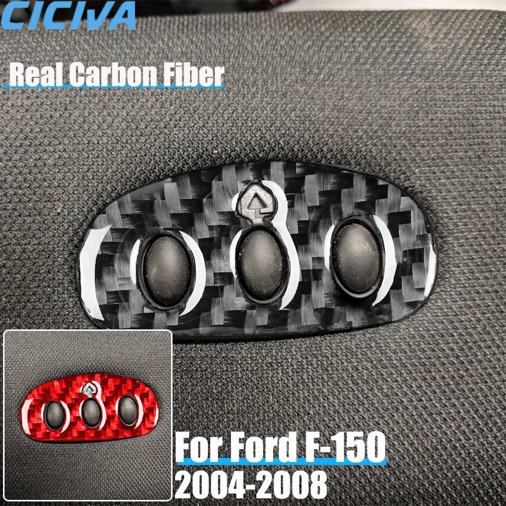 Real Carbon Fiber Car Accessories Homelink Button Decorative Trim Cover Soft Sticker For Ford F150 FX4 2004 2005 2006 2007 2008
