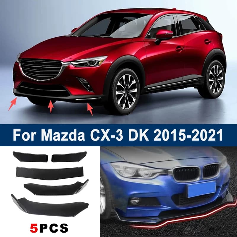 Adjustable 5Pcs Sectional Front Spoiler Lip For Mazda CX-3 DK 2015-2021 Front Bumper Splitter Car Exterior Sport Body Kit