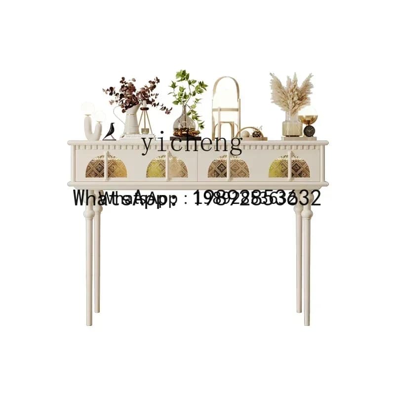 G1 Entrance Corridor Aisle Solid Wood Strip Living Room Glass Art Entrance Table