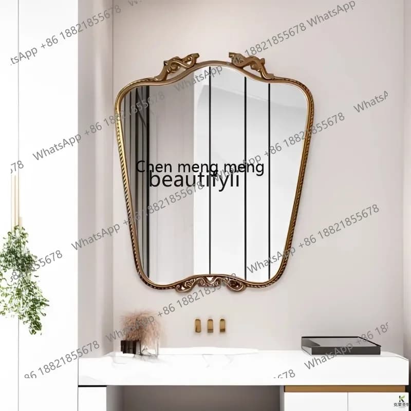 N178 Retro smart bathroom mirror light luxury makeup mirror American porch fireplace decorative mirror5556