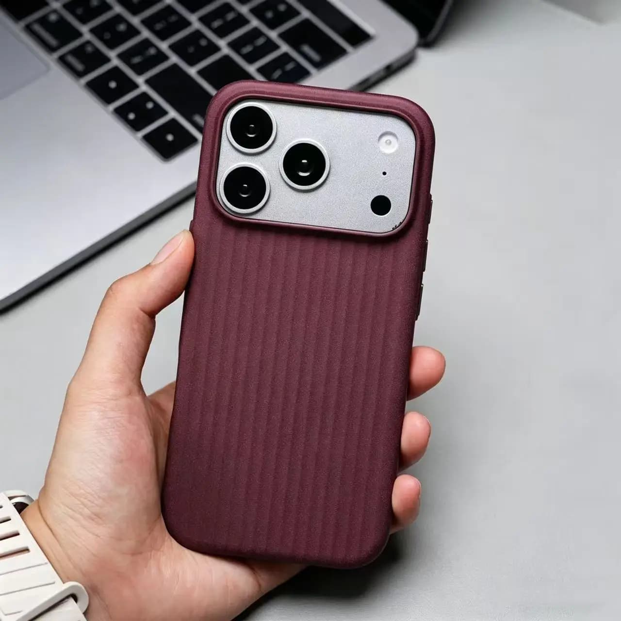Fashion Plating 3D Luggage Stripes for Magsafe Phone Case for IPhone 18 17 16 15 Pro Max Shockproof Wireless Charge Matte Cover