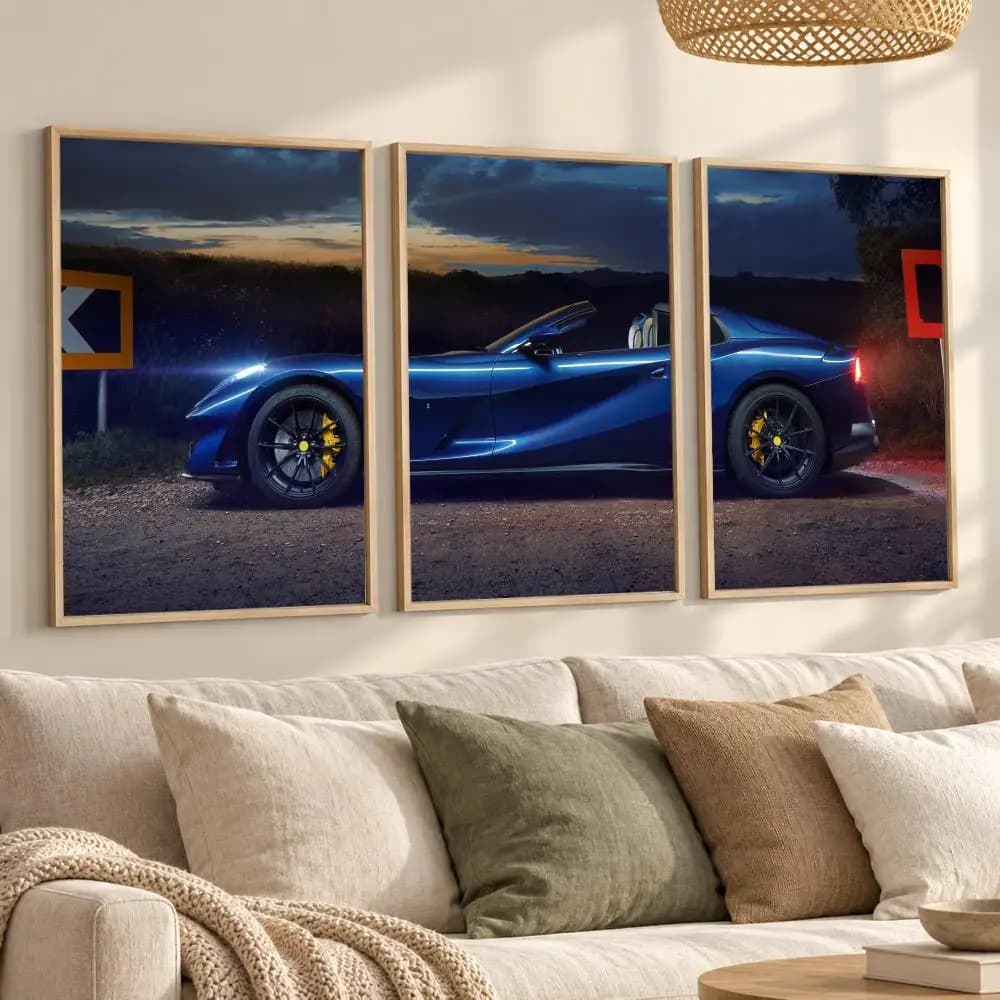 Supercar Classic Painting Calligraphy Canvas Prints Set of 3 Wall Art for Living Room Decor Vintage Fashion Decals