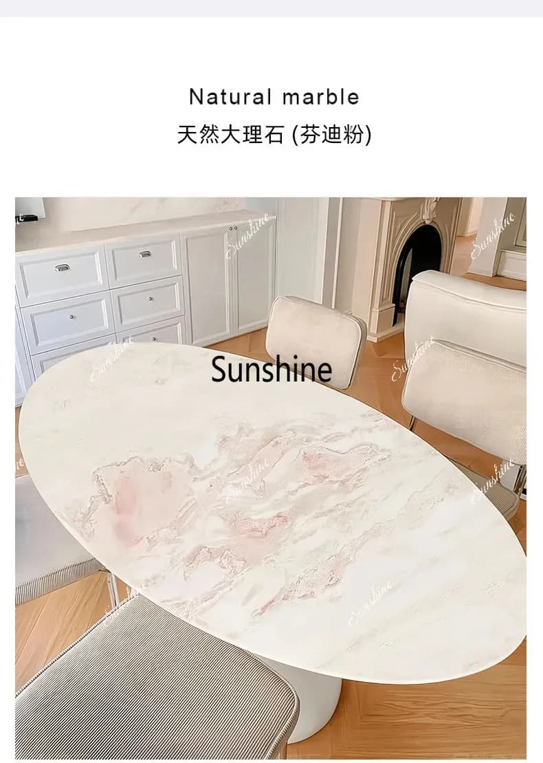 Rose Rainbow French Retro Cream Style Tulip Oval Dining Table