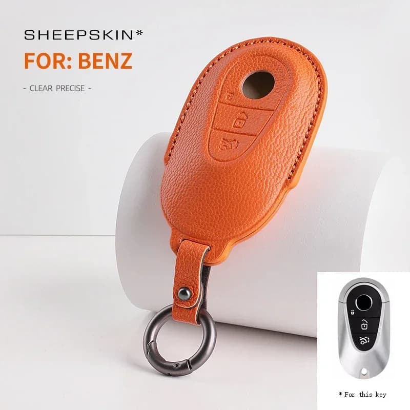 For Mercedes Benz Leather Car Key Case Cover W176 W177 W205 W206 W212 W213 W223 W167 W463 A C E S G GLC CLS Key Fob Protector