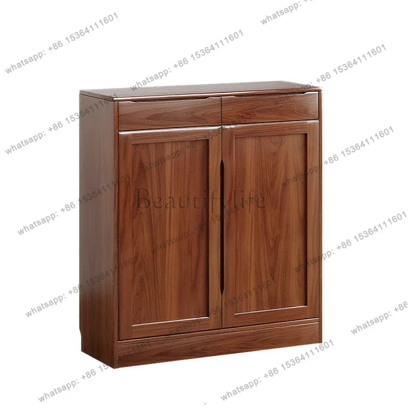 Solid wood new Chinese shoe cabinet enters the door against the wall for storage